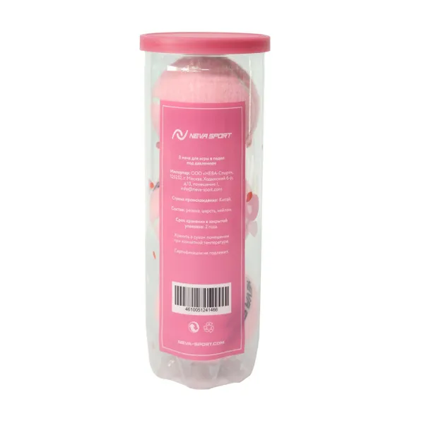 Мяч для падела NS Sakura, UAA2, уп.3 шт, сукно, нат.резина, розовый за 824.50 ₽ в Уфе
