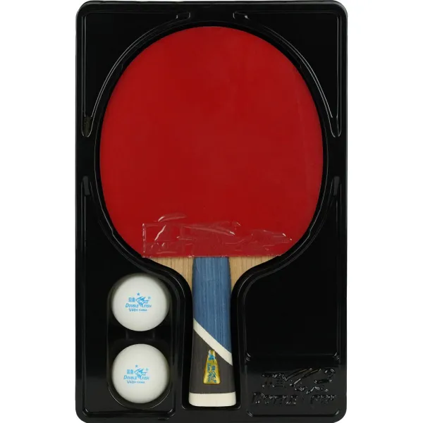 Ракетка для н/т DOUBLE FISH 5A+C, для продвин, ITTF Appr, накл. 2,1 мм, конич. ручка+ 2 мяча V40+мм за 2&nbsp;779.50 ₽ в Уфе